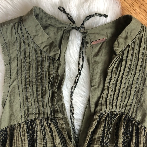 Green FREE PEOPLE Embroidered Swing Tank Top - Picture 4 of 5